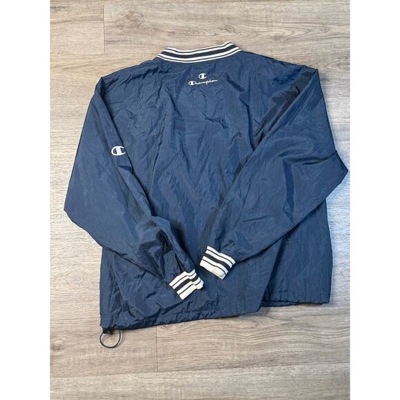 Champion SHS Hawks Vintage Blue Pullover V-Neck Lined Windbreaker Jacket Size XL - Picture 2 of 5